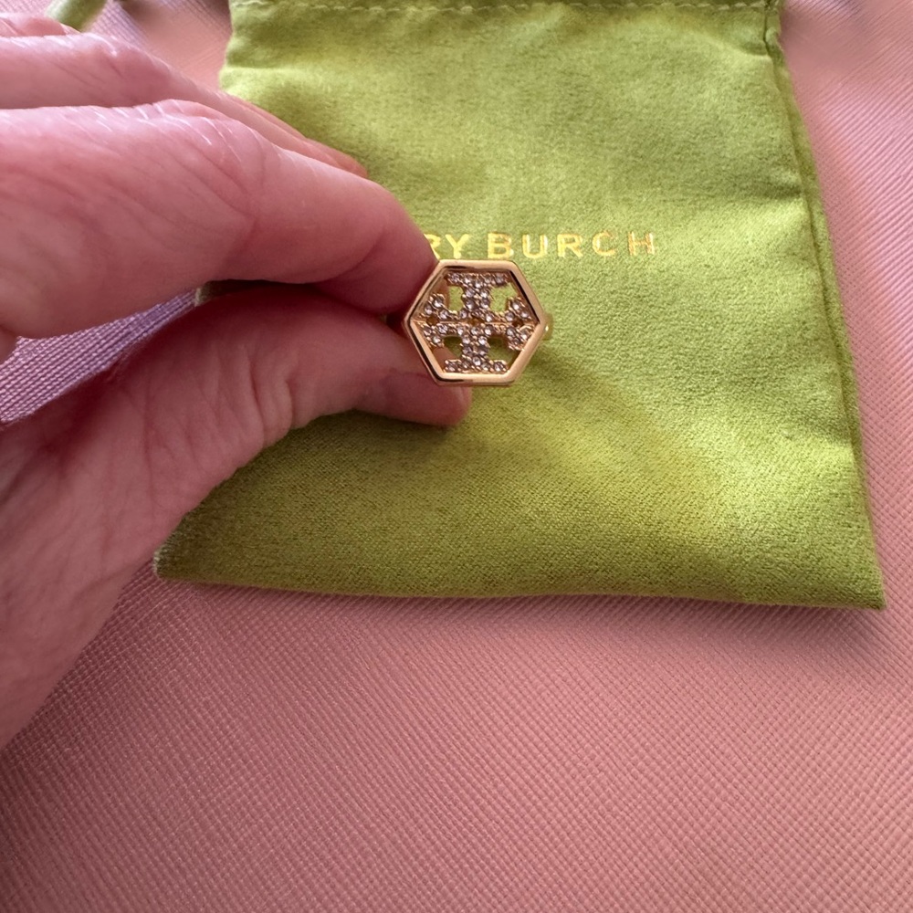 Tory Burch Gold Hexagon Ring Size 7.5